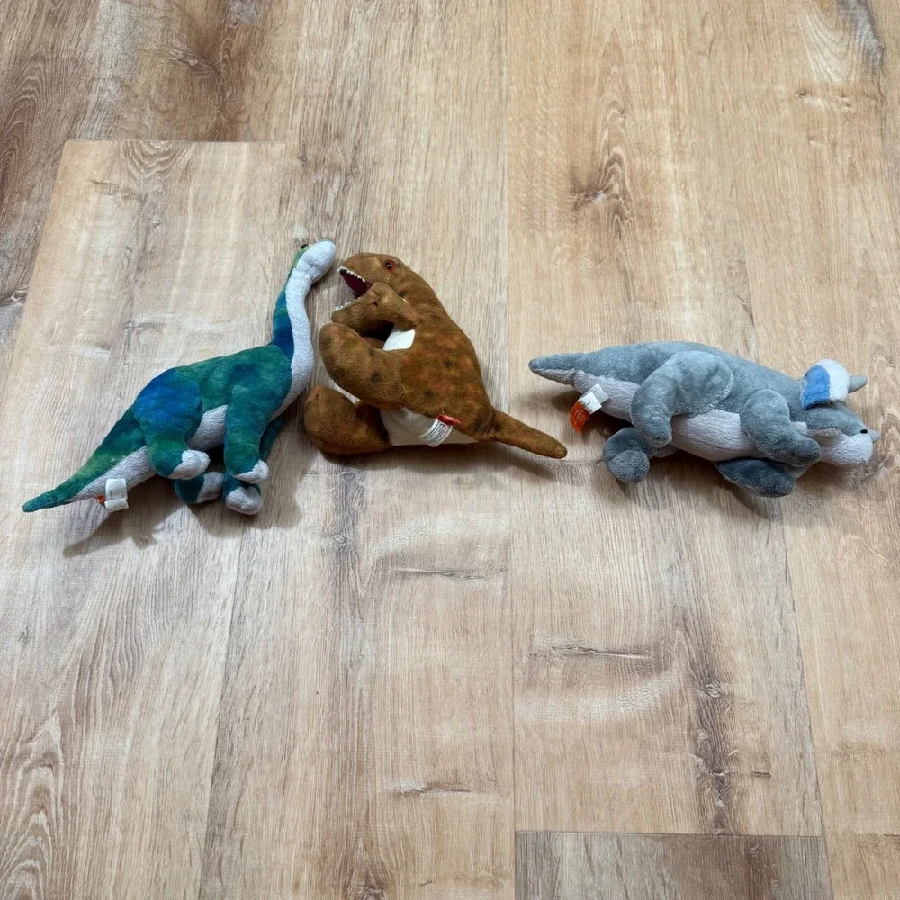 Wild Republic Dinosaur Plush Lot‎ T-Rex Brachiosaurus Triceratops 3 Piece Set